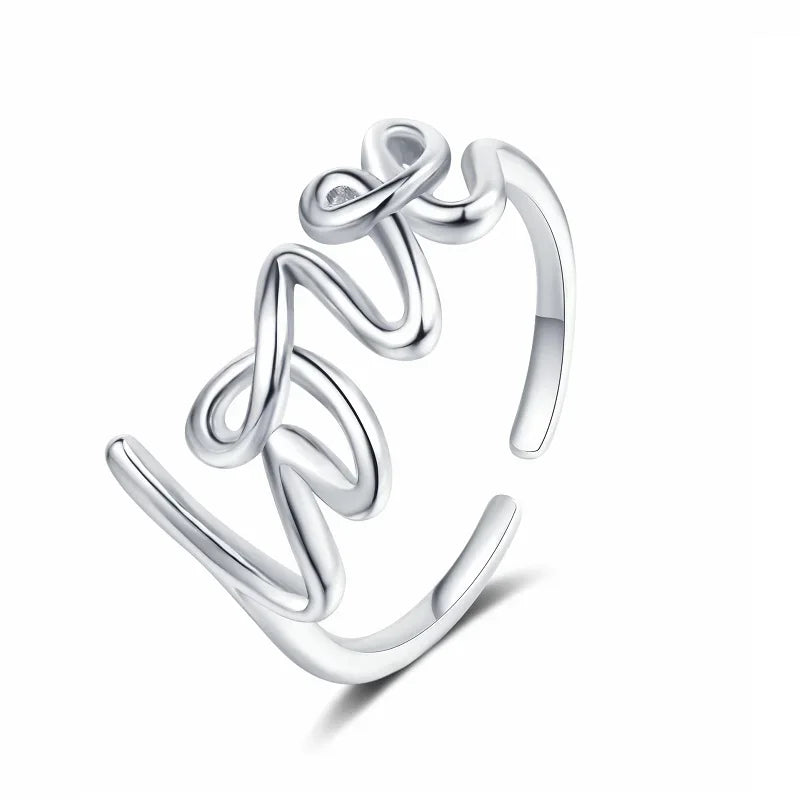 Romantic Letter Love Ring For Women Geometric Creative Finger Rings Engagemen Wedding Couple Stainless Steel Jewelry Gift