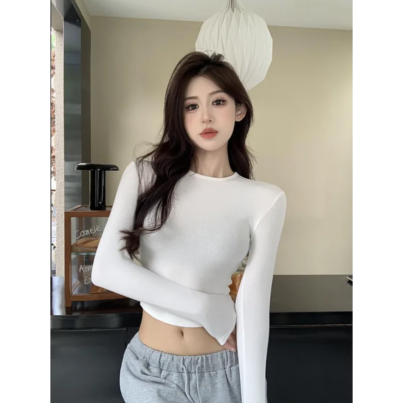Women's Clothing Tops T-Shirts Autumn Winter Hot Selling Popularity Bottoming Solid Color Round Neck Fashion New Comfortable