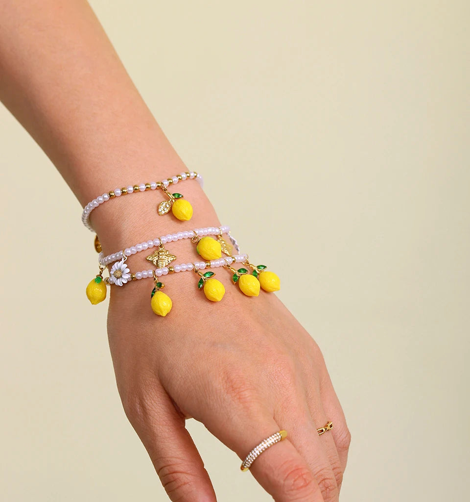 Handmade Beaded Necklace Matching Bracelet Earrings With Lemon Pendant Charms Shell Beads Necklaces Bracelets Earring For Women