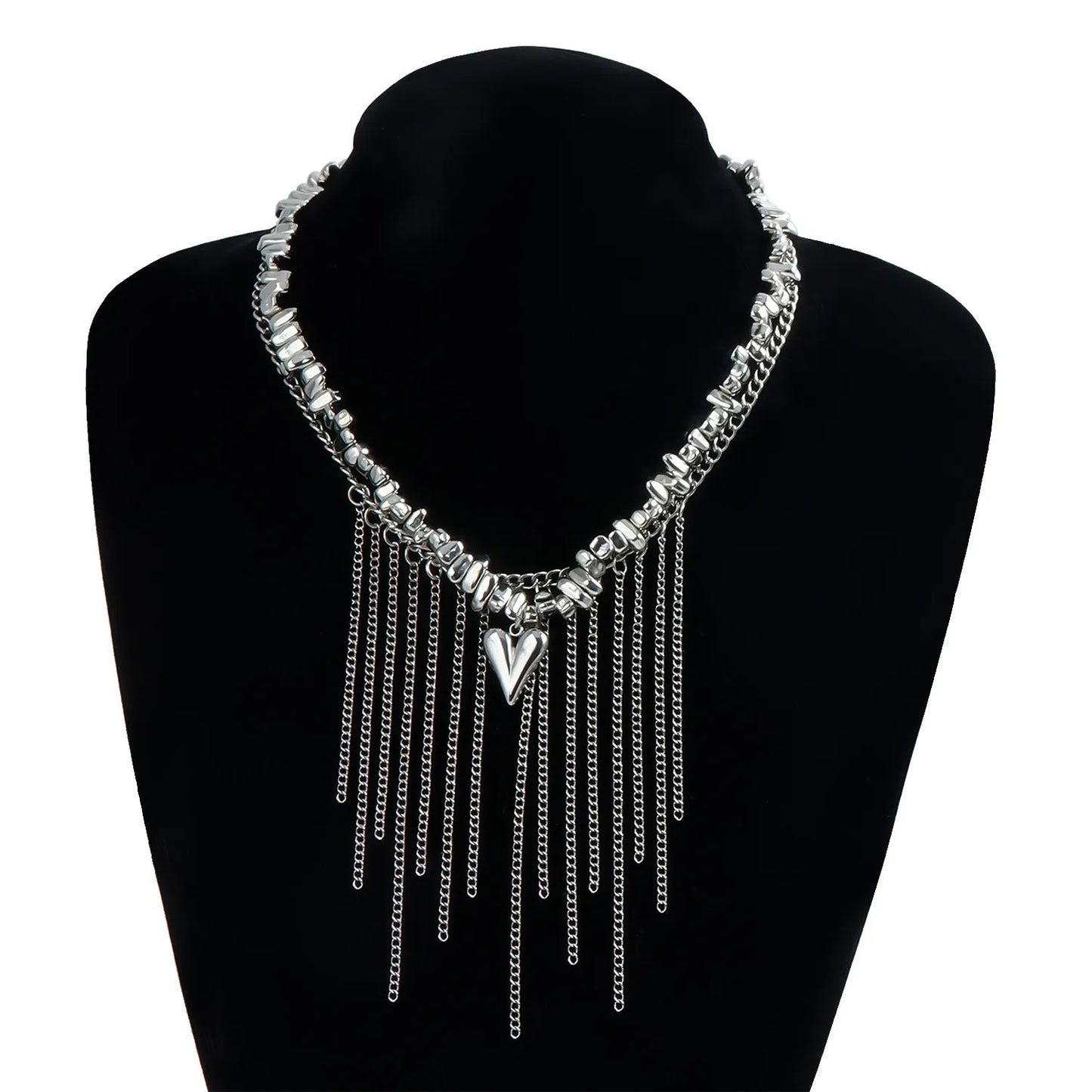 New Heart Beaded Necklace Bracelet Ring Women Boho Crystal Class Gravel Clavicle Chain Cool Y2K Choker Exquisite Fashion Jewelry