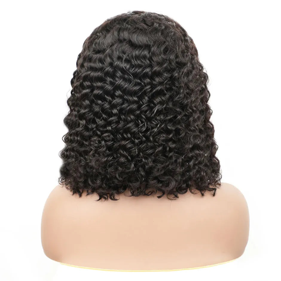 Deep Wave Bob Wig 180% Wear Go Glueless Wig 4x4 Pre-Cut Preplucked Lace Closure Wig Brazilian Deep Curly Human Hair Wigs