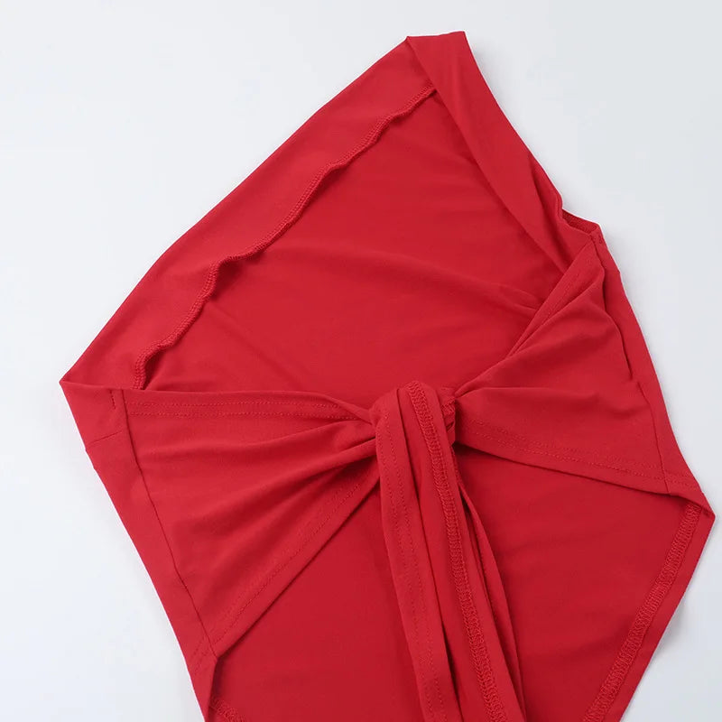 Inclined Shoulder Halter Top Asymmetrical Crop Tops Bandage Y2k Clothes Backless Hot Tops For Women Streetwear Tie Back Corset