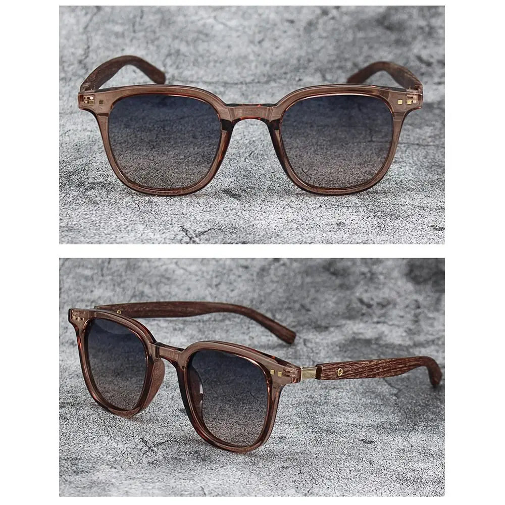 Trendy Retro Wood Grain Sunglasses for Women and Men New Square Frame Sun Glasses UV Protection Cycling Eyewear Outdoor Street