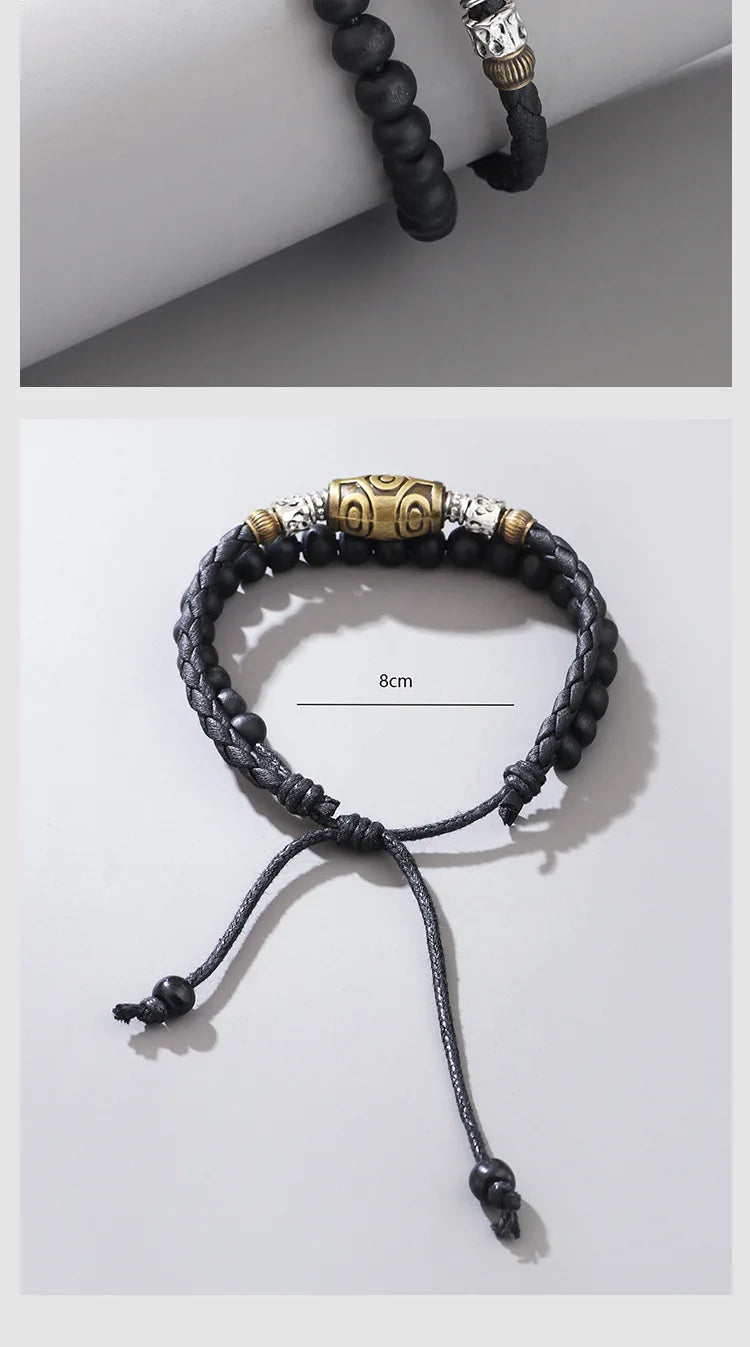 Men's vintage personality braided wax rope antique necklaces and bracelets