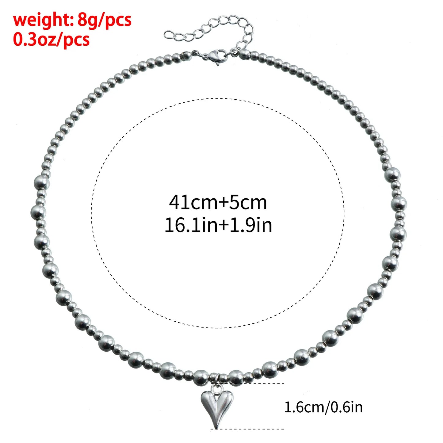 New Heart Beaded Necklace Bracelet Ring Women Boho Crystal Class Gravel Clavicle Chain Cool Y2K Choker Exquisite Fashion Jewelry