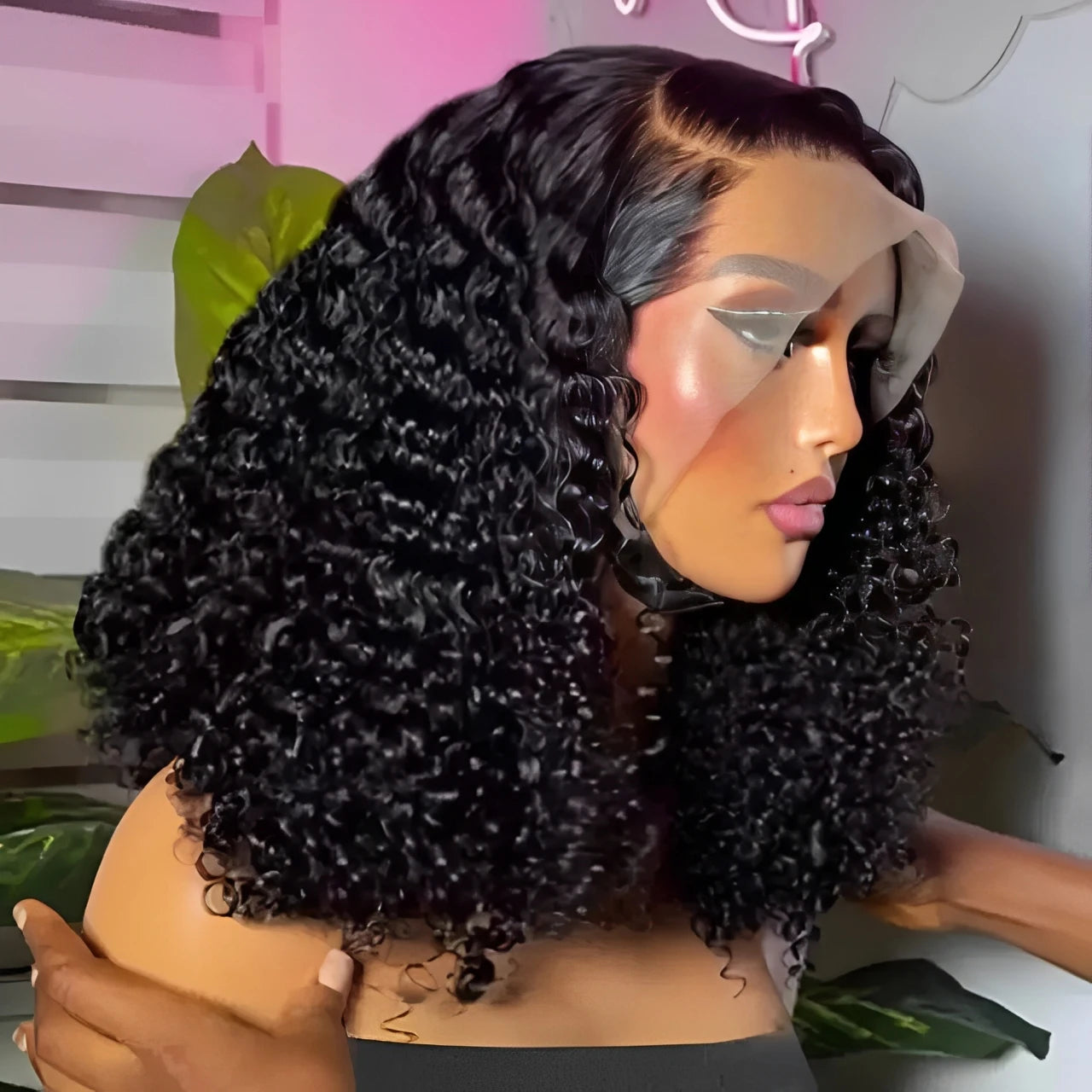 Deep Wave HD Human Hair Wigs Pre Plucked 200% Density Curly Bob Wig 100% human hair Bob Wigs For Black Women Human Hair Wigs