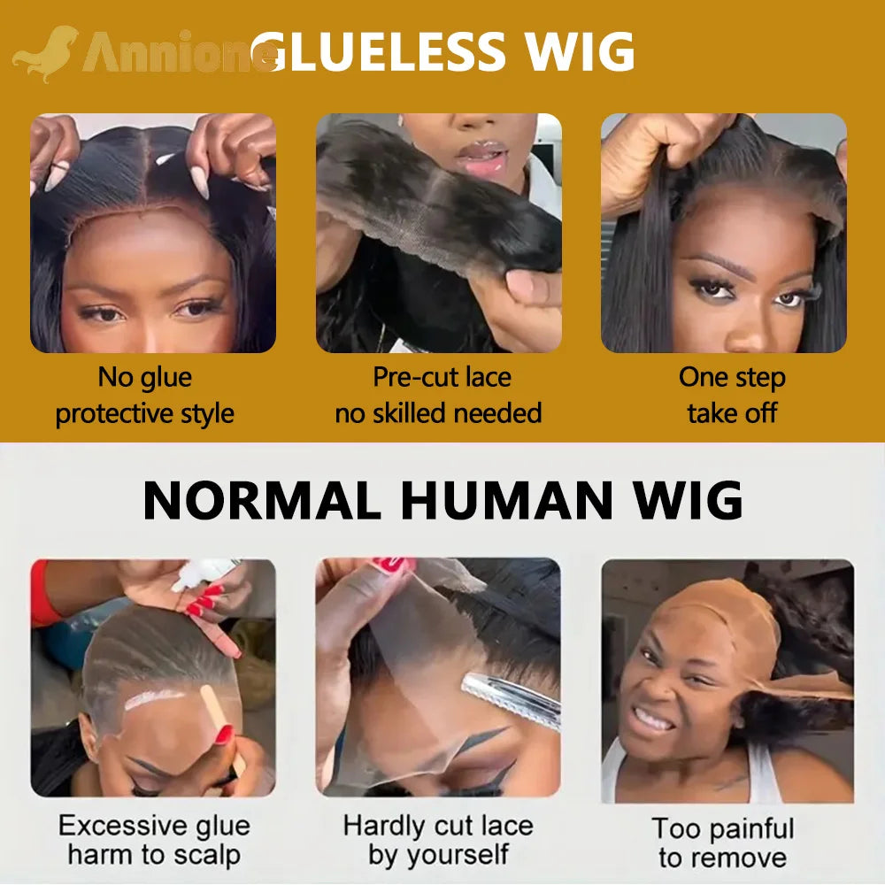30 inch Glueless Wigs Human Hair Ready To Wear 6X4 Brazilian Straight HD Lace Front Human Hair Wig 100% Human Hair Wigs Glueless