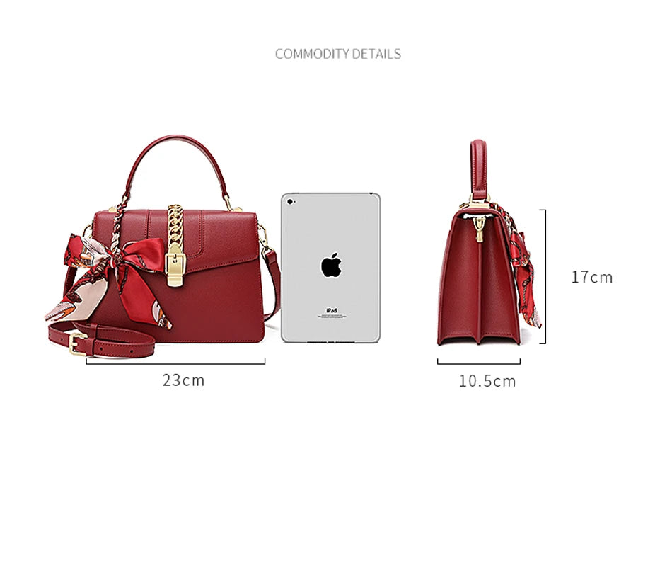 Women's handbag, mother's bag, women's crossbody bag, hand-held small bag, silk scarf, genuine leather women's bag