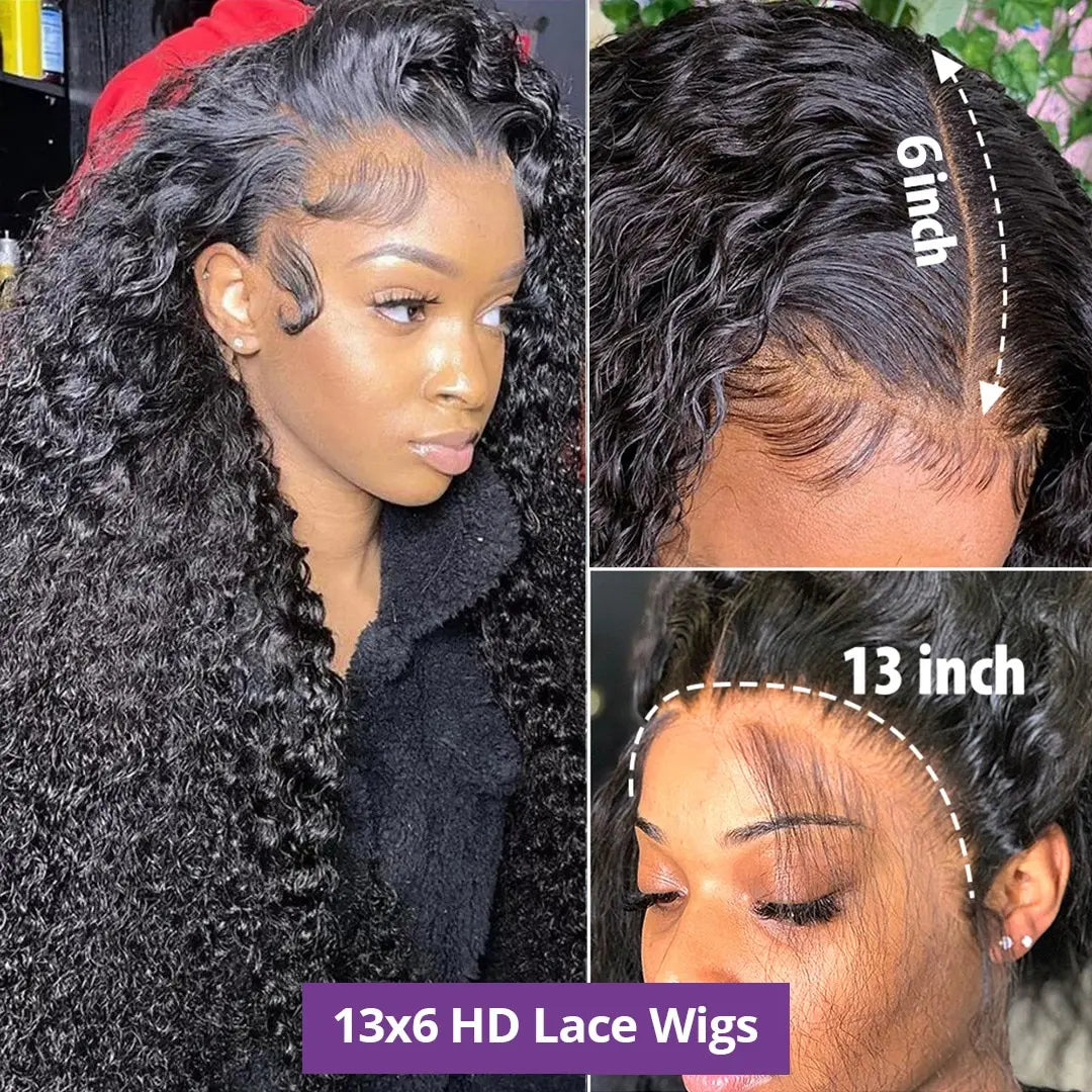 Deep Wave Frontal Wig Hd Lace Wig 13x6 100% Curly Human Hair Wig Accessories For Women Preplucked 13x4 Lace Front  wigs
