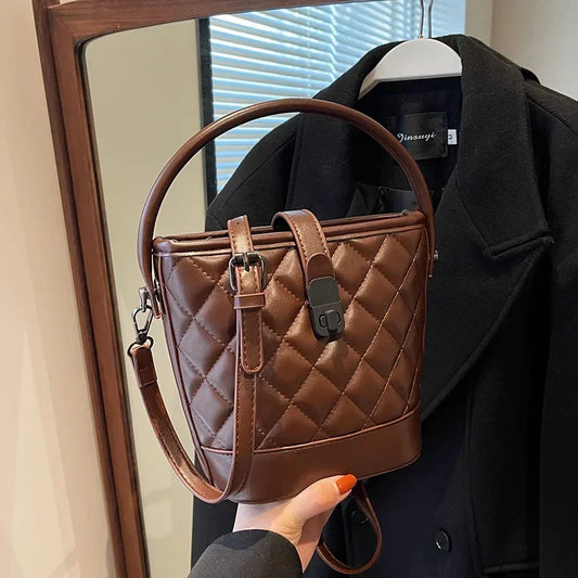 Women's Handbag - Square Design, Retro-Chic Luxury Style, Premium Leather Craftsmanship, Convertible Single-Shoulder Style