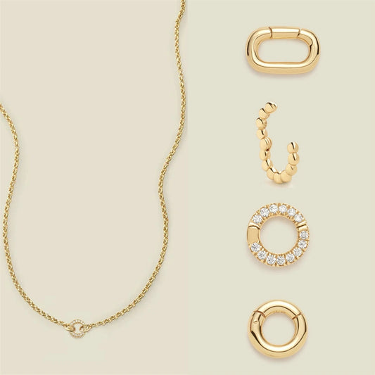 New DIY Basic Flexible Chain Complete Round Elliptical Necklace Electroplated 18K Gold Color Preserving
