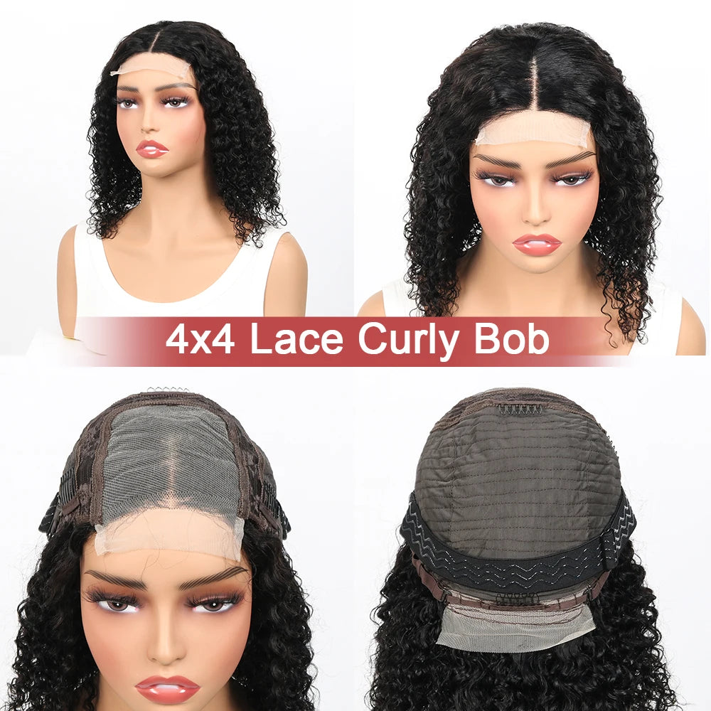 Glueless Wigs 6x4 Deep Wave Bob Human Hair Wigs For Women Bleached Knots Lace Wig Pre Plucked Pre Cut Lace Ready To Wear Wigs