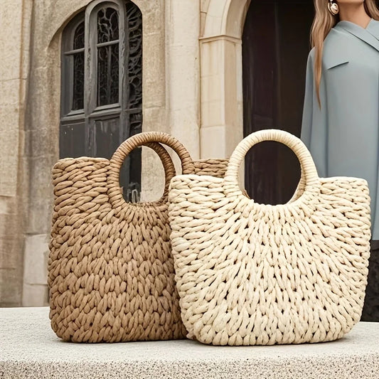 Hand-Woven Tote Bag, A Hand-Woven Straw Bag, Suitable for Summer Beach Travel  for Women'S Travel, Holiday Beach Tote Bag