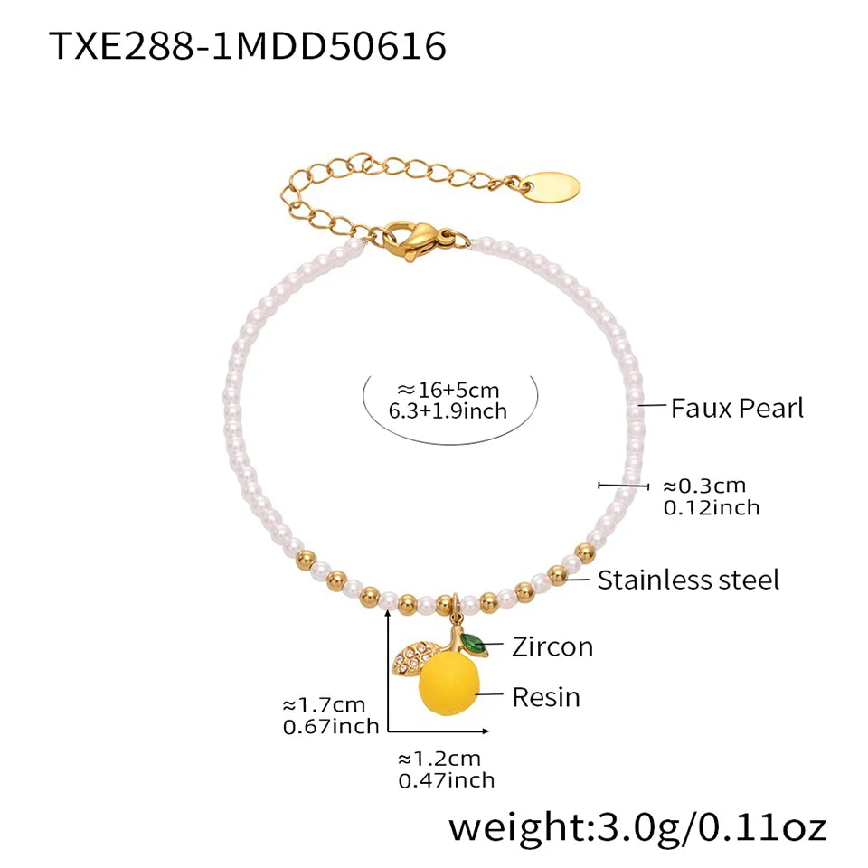 Handmade Beaded Necklace Matching Bracelet Earrings With Lemon Pendant Charms Shell Beads Necklaces Bracelets Earring For Women