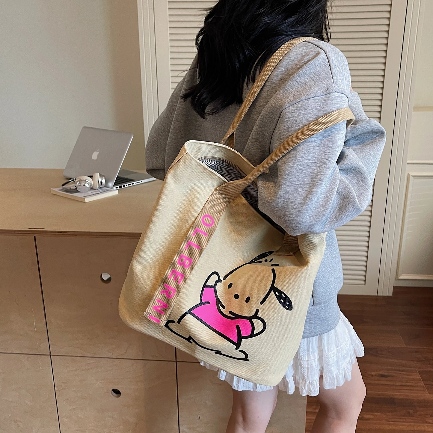 Handbag. Bags women handbags ladies.Cartoon canvas bag women's new large-capacity handbag leisure commuter tote bag make-up bag