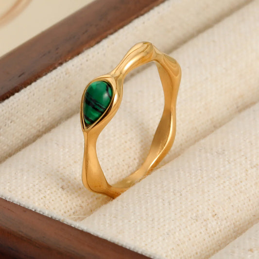 Vintage Ring for Women, Geometric Nature Stone Rings, Gold Color Waterproof Jewely Gift, Party Birthday Gift