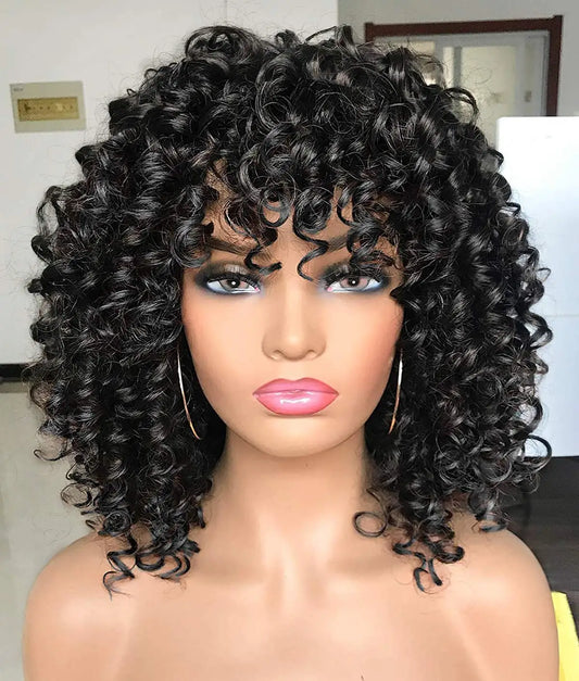 Curly Synthetic Wigs for Women Kinky Curly Headband Wig Synthetic Fiber Natural Looking Glueless Hair for Daily Wear Cosplay