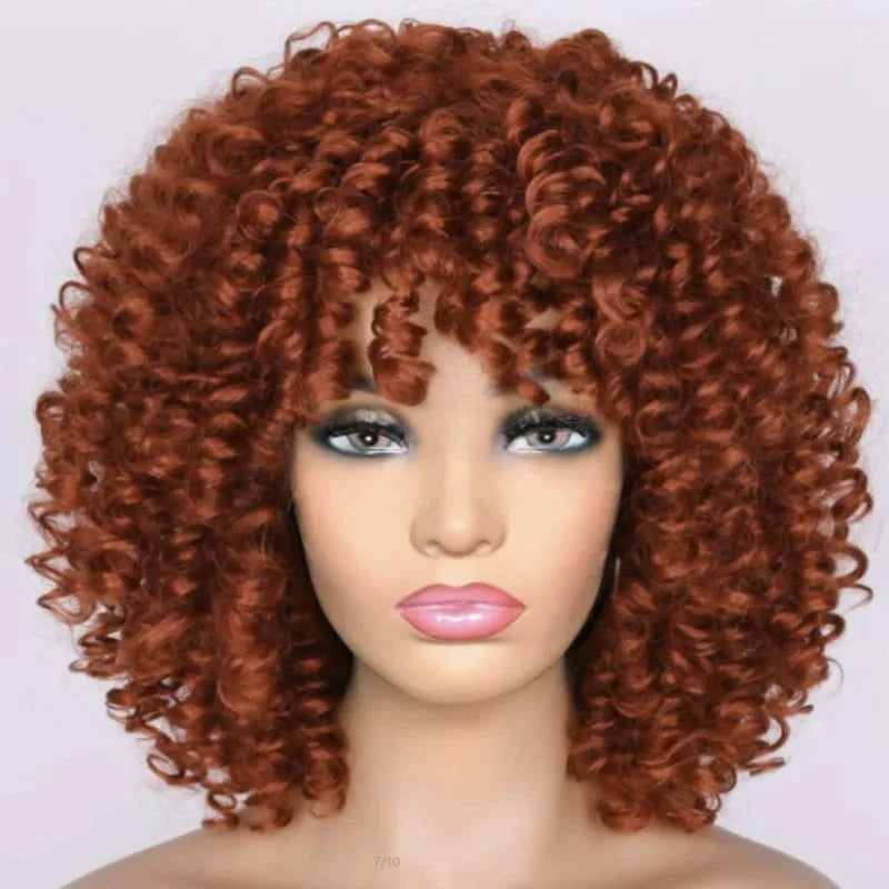 Curly Synthetic Wigs for Women Kinky Curly Headband Wig Synthetic Fiber Natural Looking Glueless Hair for Daily Wear Cosplay