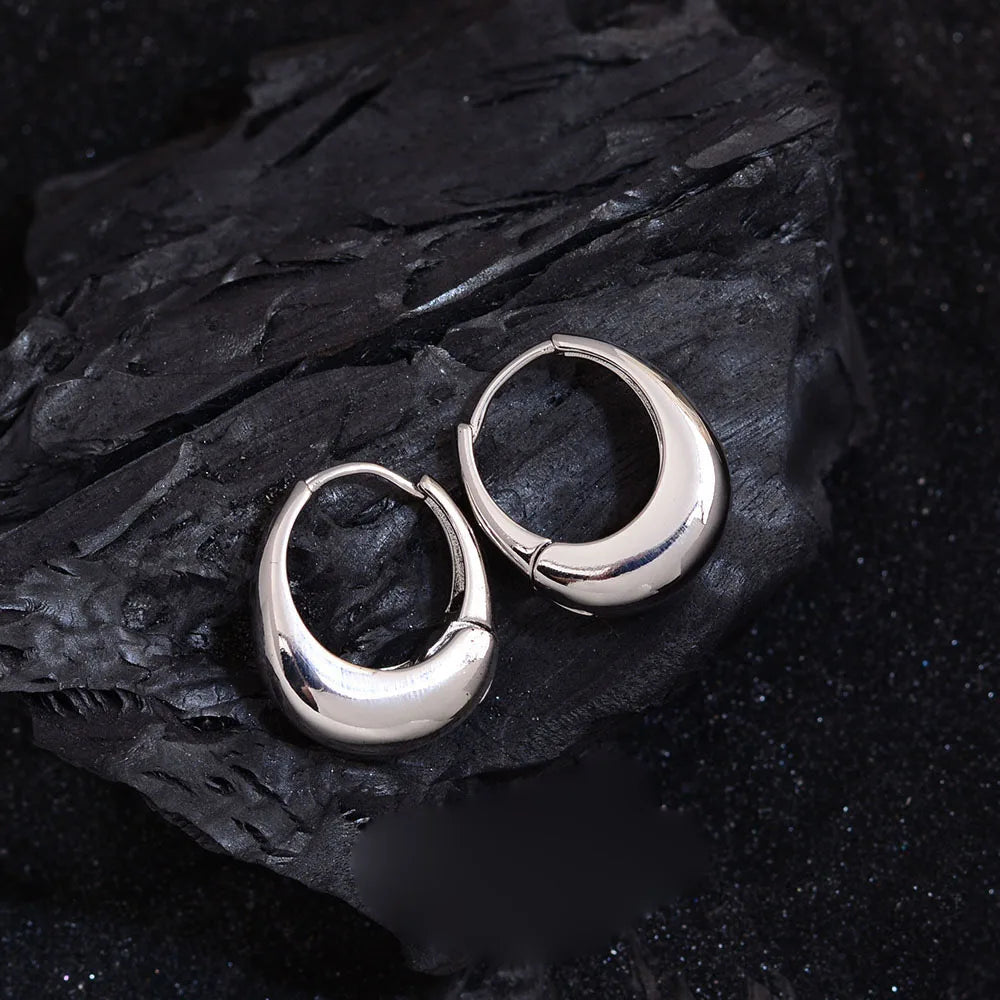 925 Sterling Silver Earrings For Women Trendy Simple Circle Handmade Earring Jewelry Prevent Allergy Party Accessories