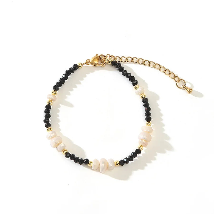 Natural Pearls Necklaces Bracelets Set Women Girls Black Crystal Agate Lazurite Zircon Collarbone Chain Necklace Jewelry Gift