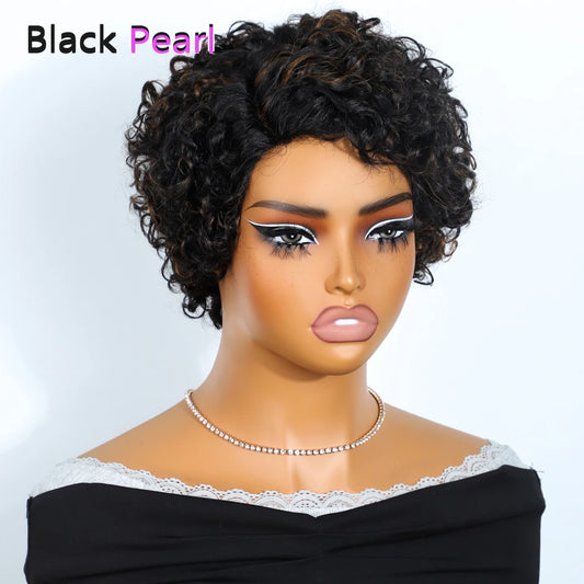Jerry Curly Short Pixie Lace Front Human Hair Wigs for Women HD Lace Wigs Human Hair Multi Parting Water Wave Lace Front Wig