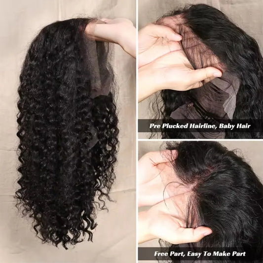 Deep Wave Human Hair Wigs 13x6 Transparent Lace Front Bob Wig With Adjustable Strap Short Bob to Wear Remy Hair Wig for Women