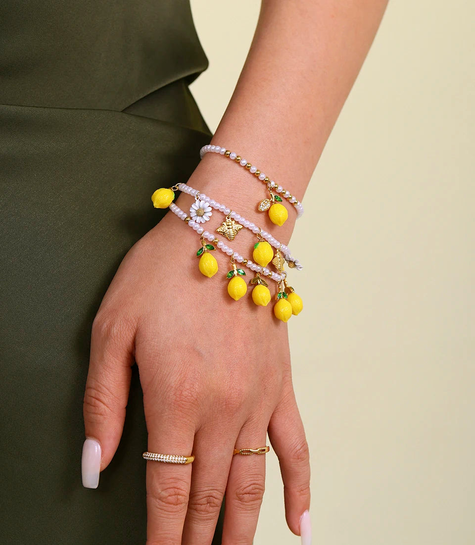 Handmade Beaded Necklace Matching Bracelet Earrings With Lemon Pendant Charms Shell Beads Necklaces Bracelets Earring For Women