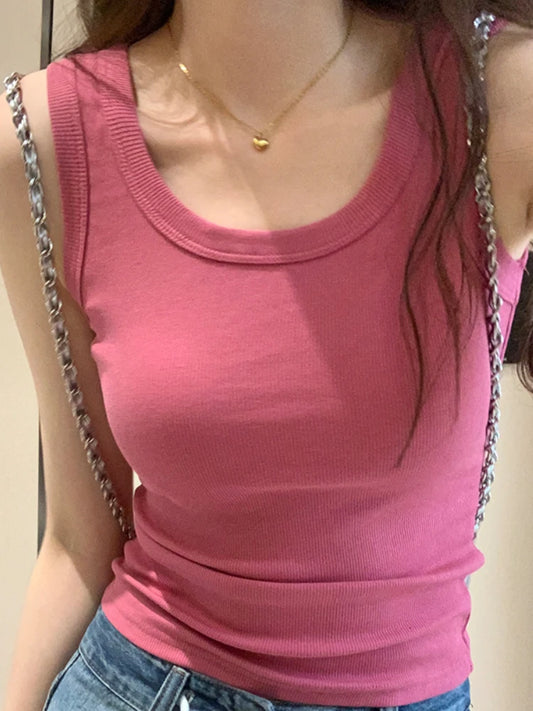 2025 Tank Soft Top For Women Summer Outfits Tight And Sexy Tank Top Knitted Bottom Shirt And Sleeveless Top For Outerwear