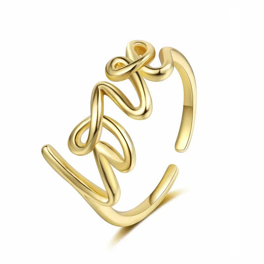 Romantic Letter Love Ring For Women Geometric Creative Finger Rings Engagemen Wedding Couple Stainless Steel Jewelry Gift